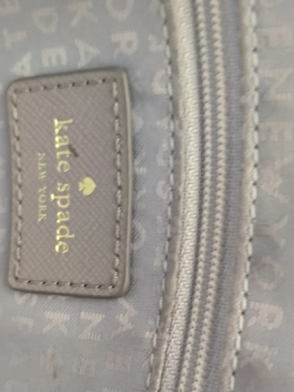 kate spade Gray Tote with Gold Glitter Base Accent